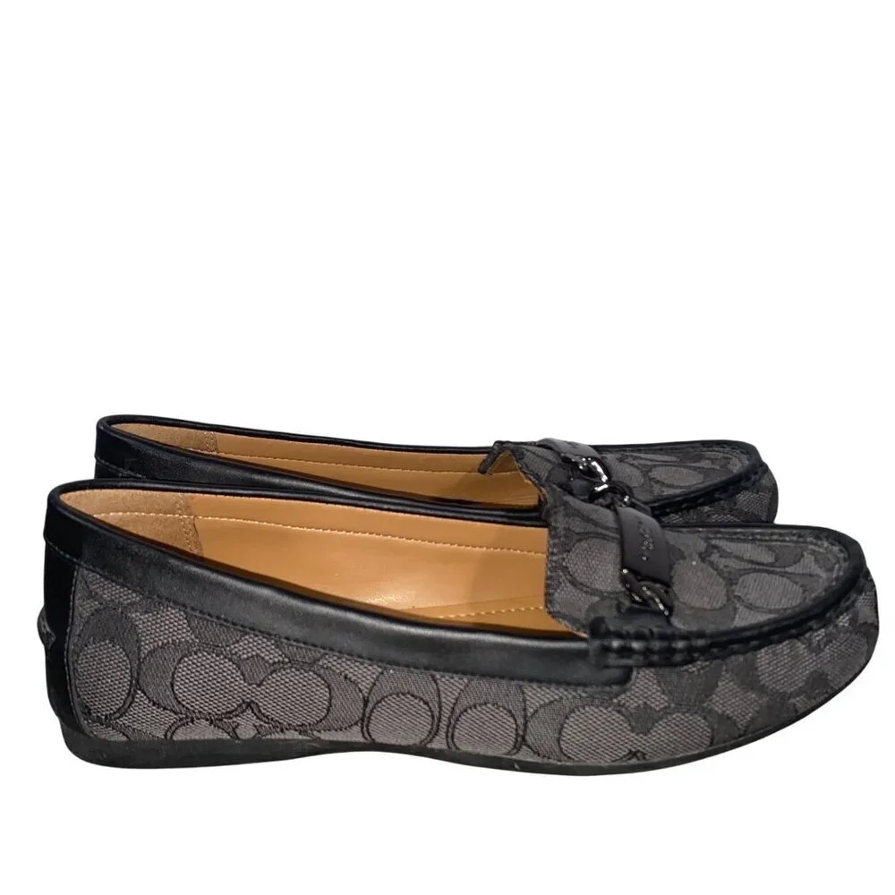 Coach Black and Gray Signature Canvas Loafers